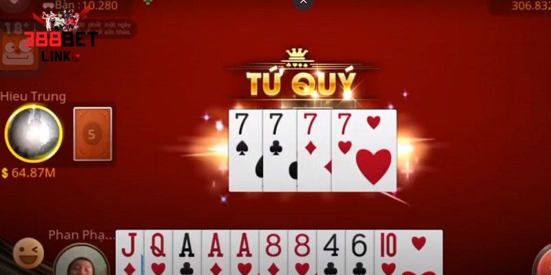 1 tứ quý có thể chặn được đôi 2 theo tiến lên miền Nam